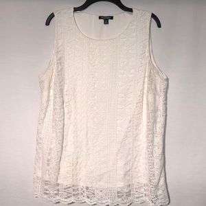 Roz & Ali Womens Sleeveless Lace Lined Top Size 2X